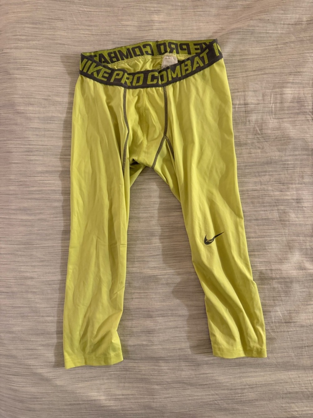Nike Pro Combat Neon Yellow Compression Tights Medium